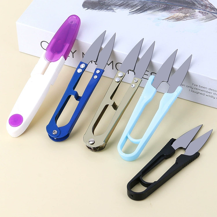 Пластиковые ножницы для пряжи Цвет U-образные бытовые ножницы для ниток Карманные Ножницы для вышивки крестиком Ножницы для рыболовной нити Швейные маленькие ножницы