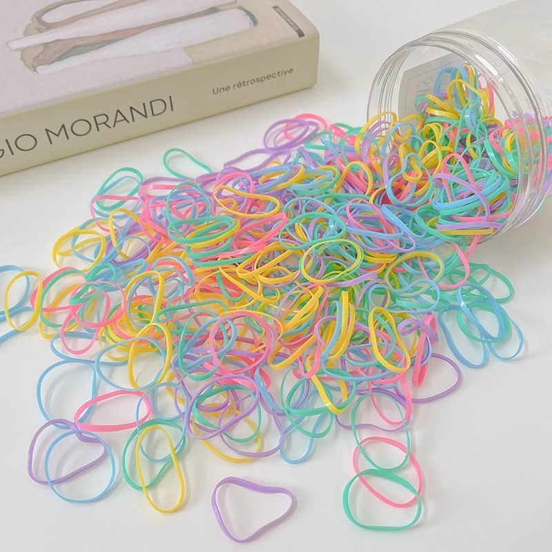 Banda de goma desechable para el cabello no lastimado Anillo de goma para trenza de niña Banda de goma Color Valor de alta cuerda elástica para el cabello Tocado