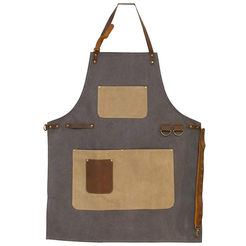 Comercio exterior de lona gruesa delantal contraste de color ajustable jardín al aire libre jardinería ropa de trabajo barbacoa panadería delantal al por mayor