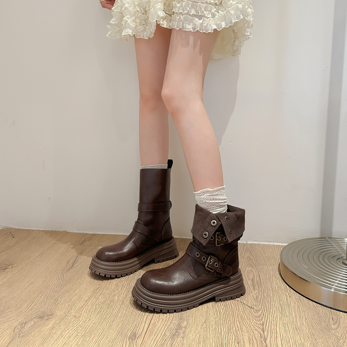 In-Stock Women's Convertible Boots, New 2026 Style, Thick-Soled Height-Increasing Versatile Mid-Calf Boots