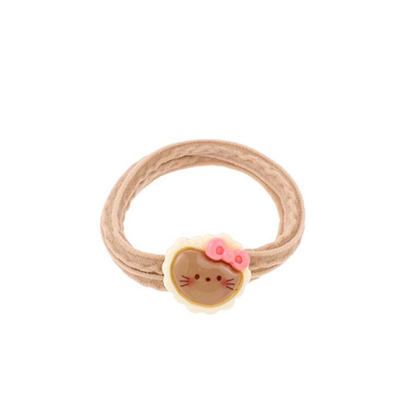 Niños leche curry lindo dibujo animado cuerda de cabello de alta elasticidad no daña correa de cabello de niñas cuerda de cabello de cola de caballo alta anillo de cabello