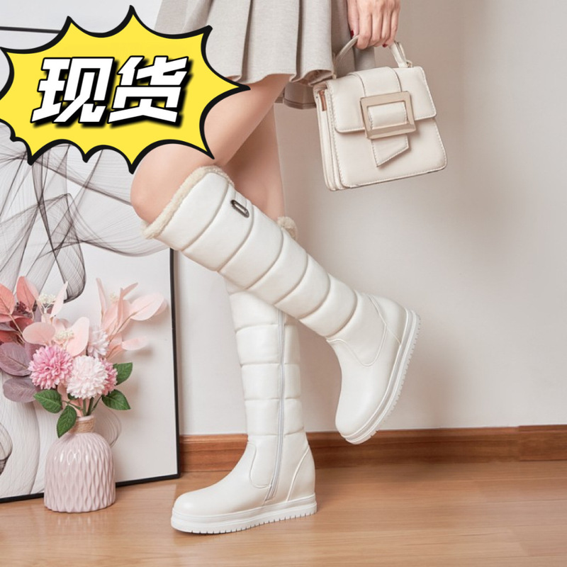 40-43 Autumn and Winter Warm Flat Boots Inner Height High Tube Knee-High Boots Side Zipper Snow Boots W356 40-43 Autumn and Winter Warm Flat Boots Inner Height High Tube Knee-High Boots Side Zipper Snow Boots W356