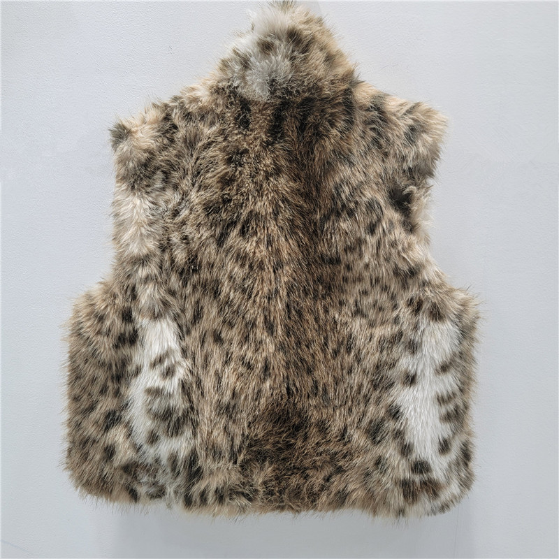 Diseño de ambos lados con chaleco de piel de leopardo de moda de alta calidad, abrigo de piel verde de una sola piel