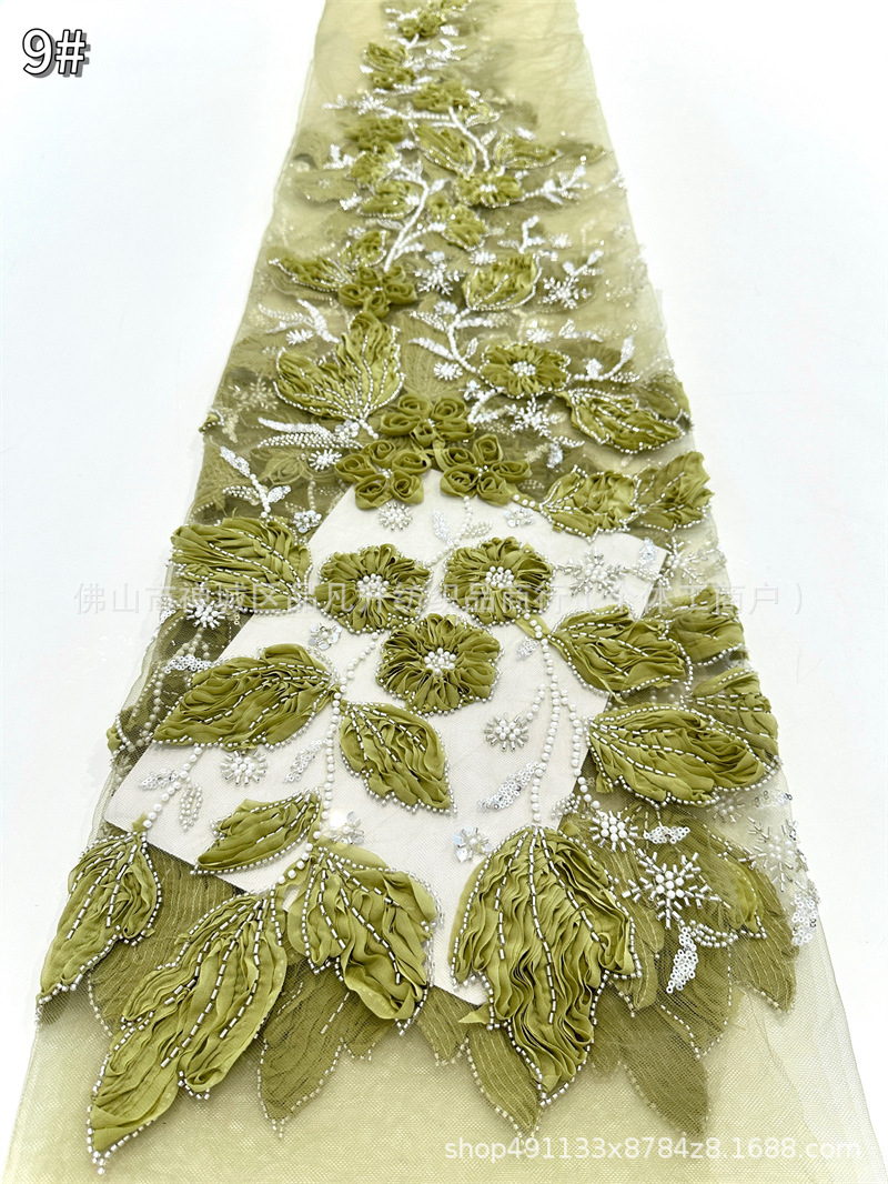 Tubo de cuentas con tela de flor de encaje fresco y hermoso vestido de novia de alta calidad cena falda de baile vestido tela