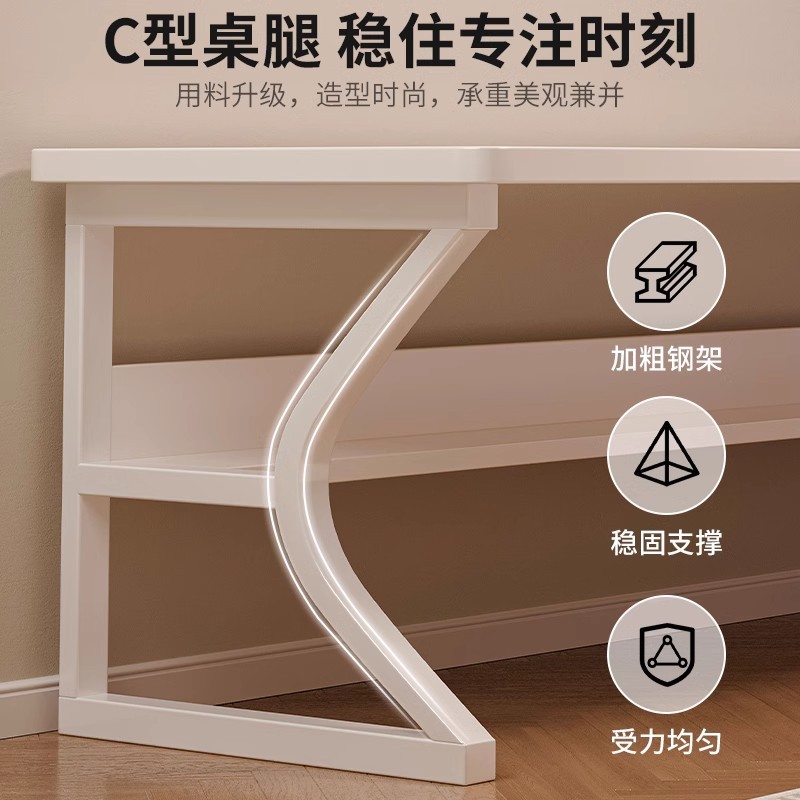 Escritorio para computadora doble Escritorio para estudiantes en el hogar Escritorio de estudio Escritorio de dormitorio de apartamento pequeño Escritorio minimalista Escritorio blanco