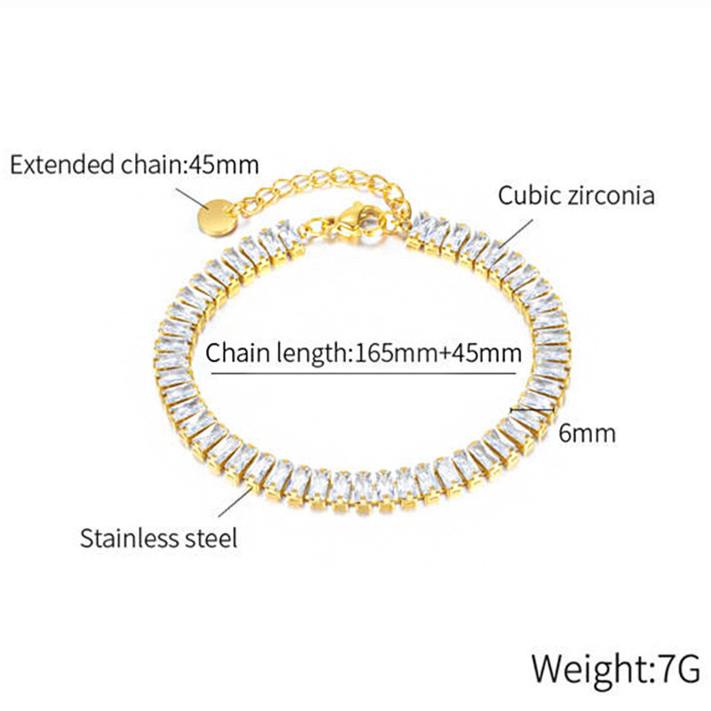 15g Weight Simple Style Geometric Titanium Steel 18K Gold Plated Zircon Bracelets In Bulk