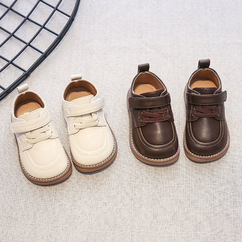 Baby toddler shoes, spring and autumn single shoes, 0-2-3 years old infant casual shoes, boys' soft-soled leather shoes, girls' Korean shoes