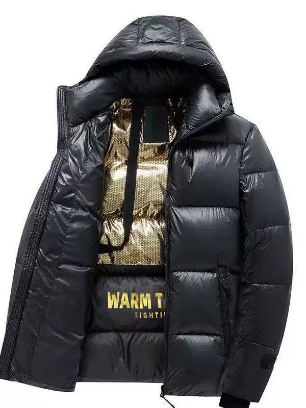 跨境黑金棉服男士冬季加厚棉袄2023新款短款连帽面包服男款外套男