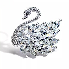 絶妙で多用途な白鳥のブローチ、ハイエンドの女性用韓国クリスタルコサージュデザイン、ニッチなピン、スーツアクセサリー