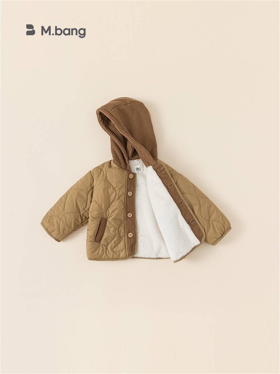 Ropa de algodón para niños Bangxuan, abrigo de algodón grueso para bebés de invierno con forro polar, chaqueta cálida para niños pequeños, sudadera con capucha a prueba de viento para niños y niñas
