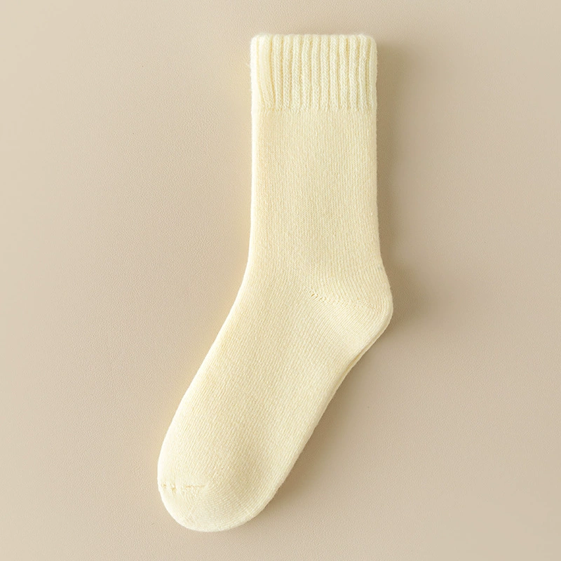 Women’s mid‑tube winter wool socks, solid colors, warm (mid‑calf)