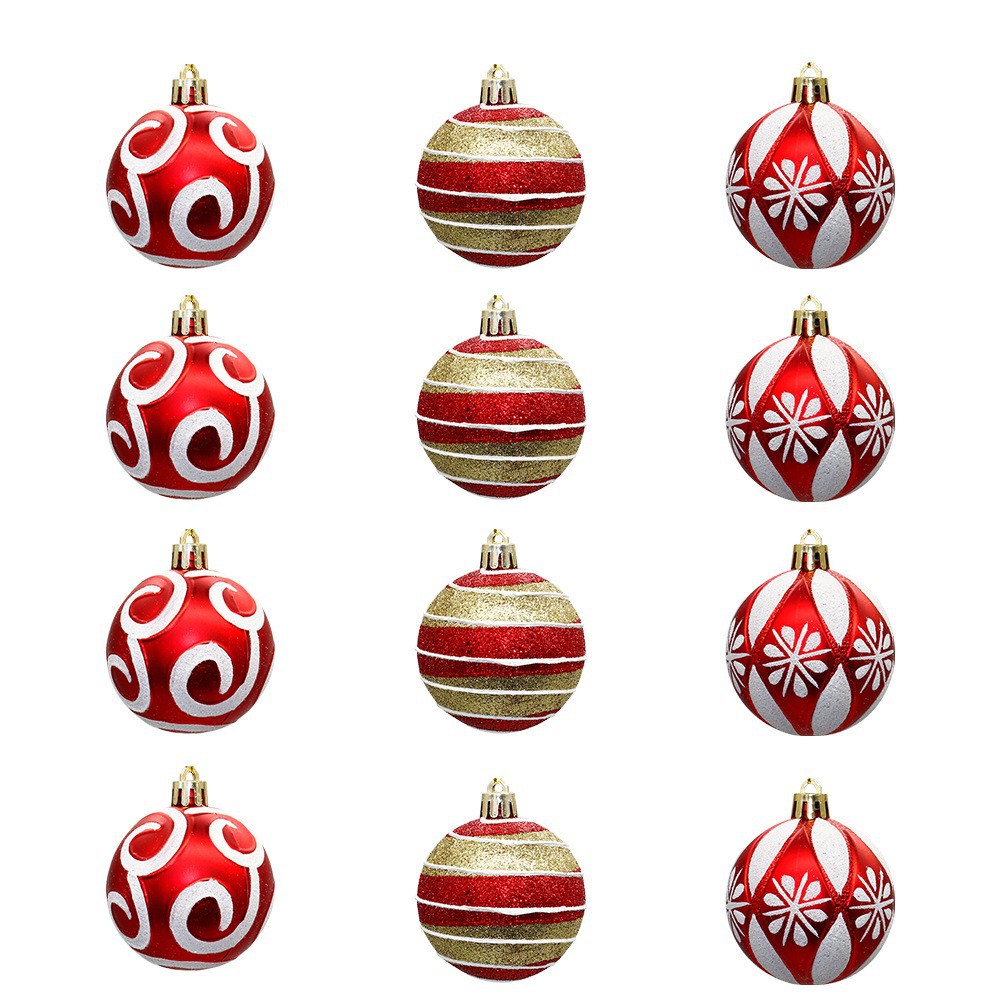 Nuevo transfronterizo 6CM 12 caja de cartón de plástico set de bolas de Navidad árbol de Navidad centro comercial de Navidad bola decoración