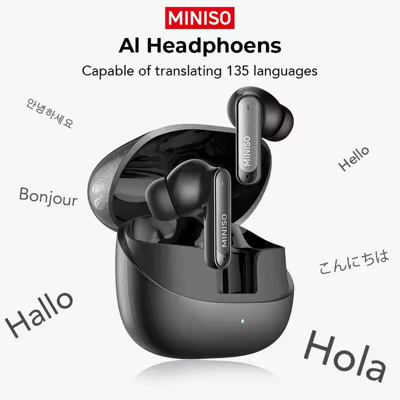 Минисо MS106 AI перевод Bluetooth наушники беспроводные шумоподавление внутриканальные HiFi качество звука длительная работа аккумулятора наушники