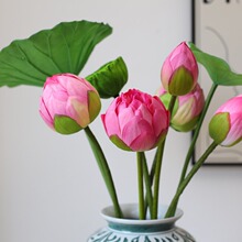 水池莲花仿真花束插花绢diy假花客厅花摆件莲蓬仿真绿植荷花装饰