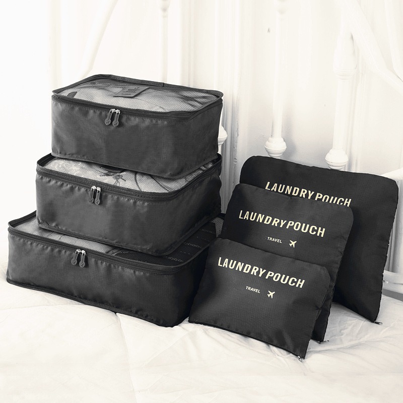 Black storage bag for traveling, set