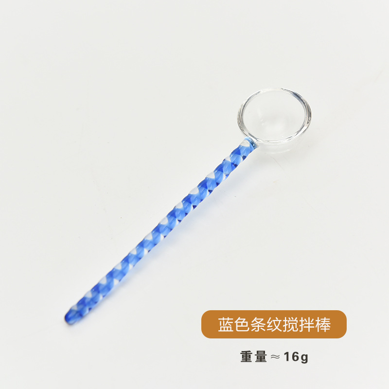 Cuchara de postre de leche creativa color transparente cuchara de vidrio resistente a altas temperaturas cuchara de varilla de agitación de café de mango largo de color alto