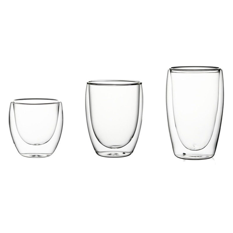 Venta al por mayor aislamiento térmico anti-escaldado de vidrio de doble capa de alto aspecto creativo en forma de huevo jugo leche café vidrio taza de agua taza de té