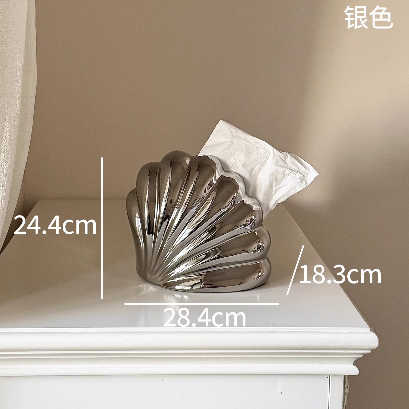 Shell slanted tissue box (silver)