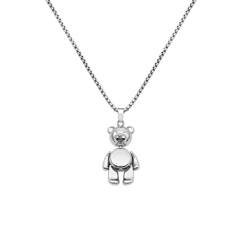 Uroczy, ruchomy naszyjnik z misiem w kształcie czterech kończyn, hip-hopowy wisiorek dla mężczyzn, modny, prosty i wszechstronny długi łańcuszek do swetra_voghion.com