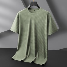 胖小哥2025休闲圆领冰丝透气短袖t恤衫男士加肥加大码运动半袖T恤