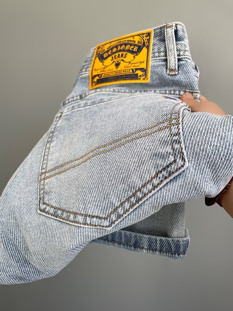 Men's Premium Slim Straight Stretch Jeans With Embroidery Durable_voghion.com