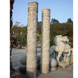 Marble Panlongzhu Park Temple Ancestral Temple Qingshi Longzhu Sculpture Factory Qilong Stone Carving Dragon Pillar Production