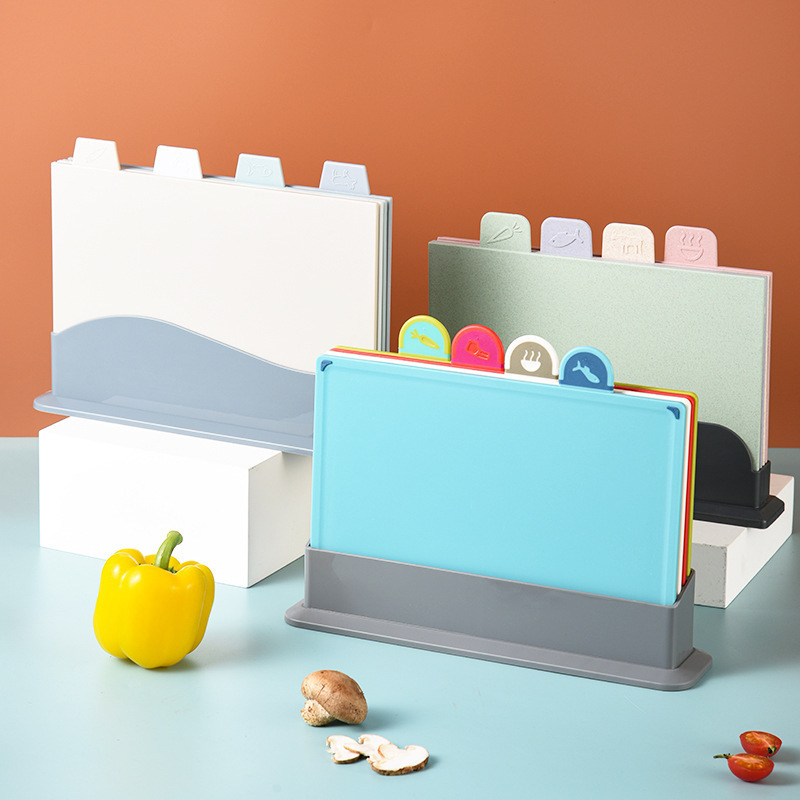 Tablero de corte de grado alimenticio conjunto de cuatro piezas suplemento alimenticio de fruta para bebés tabla de corte tabla de cortar de cocina clasificación tabla de cortar hogar a prueba de moho