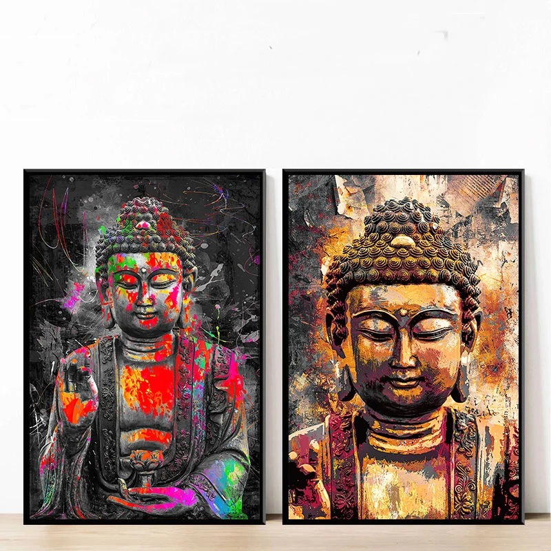 Abstract Graffiti Buddha Canvas Painting Mural Poster Wall Art Bedroom Living Room Modern Decorative Painting