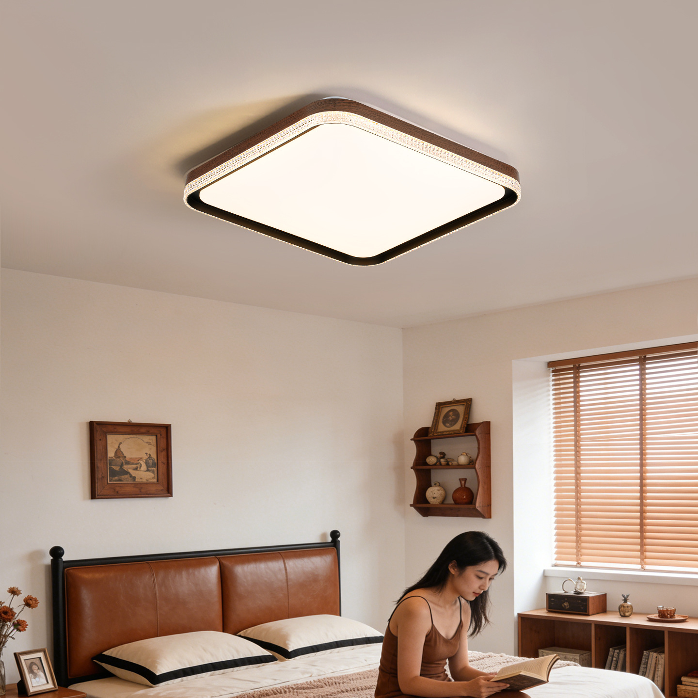 Luz de techo de la sala de estar de Gujia, lujo minimalista y ligero, luz de protección de ojos de espectro completo, lámpara de dormitorio Zhongshan 125L