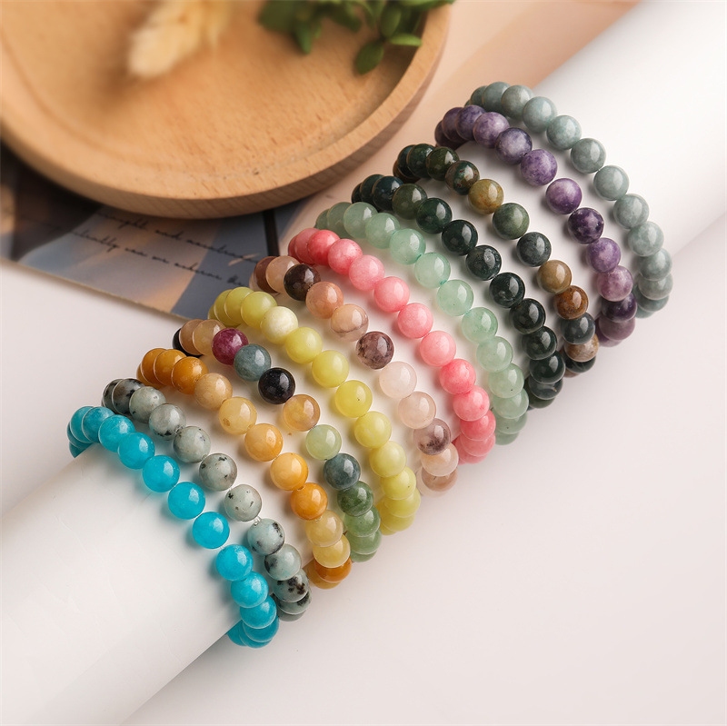 Fábrica directa de piedra natural pino blanco pulsera de cuentas orquídea pulsera acabado joyería pulsera multicolor al por mayor para hombres y mujeres