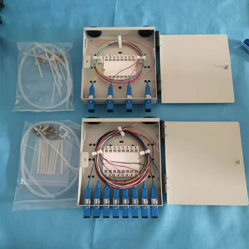 批发供应8口4口光缆终端盒金属冷轧板光纤熔纤盒室外壁挂式盘纤盒
