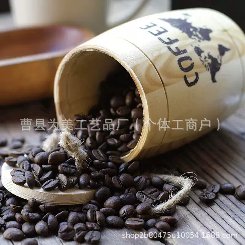 桌面木质收纳桶家用木质装饰摆件圆形咖啡桶客厅实木多功能木桶