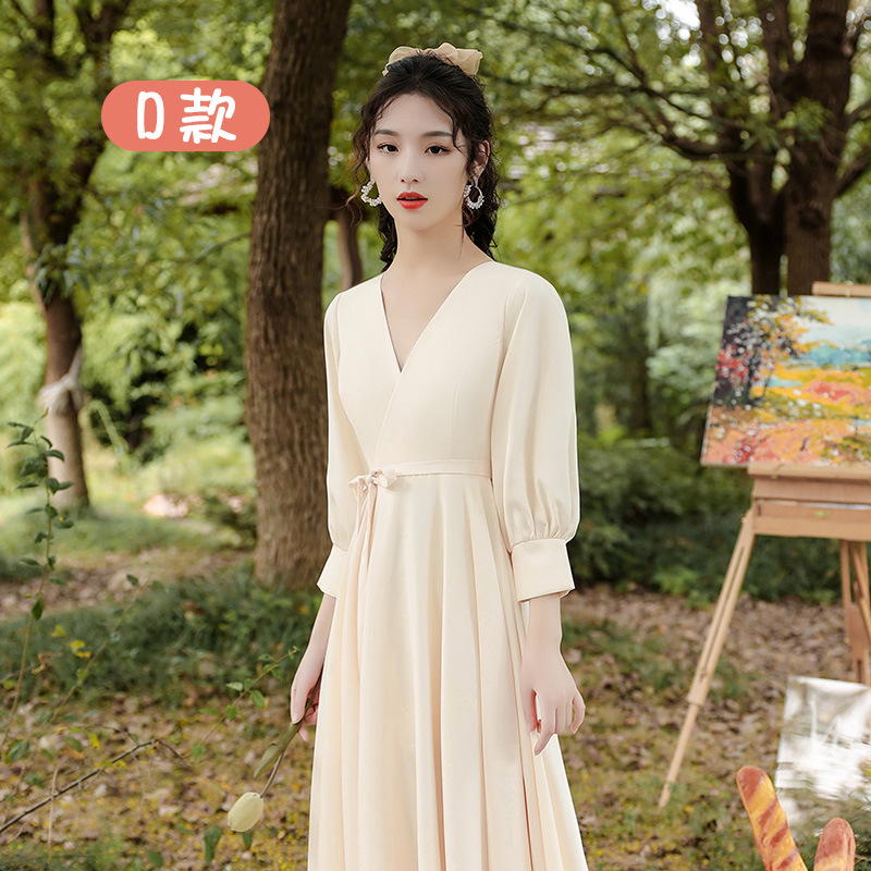 Vestidos de dama de honor de verano 2026, nuevo estilo casual, vestidos de hermana, de manga larga, que estilizan y favorecen la figura, vestidos de grupo para damas de honor.