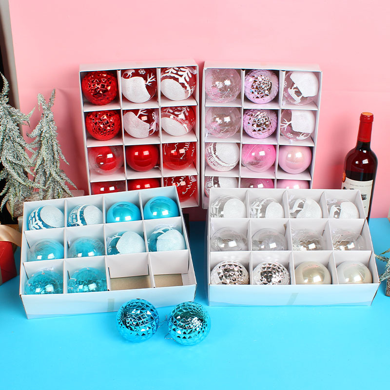 Cross border Christmas Coloured drawing Gift box suit diy transparent Christmas balls christmas tree decorate Lob Pendants