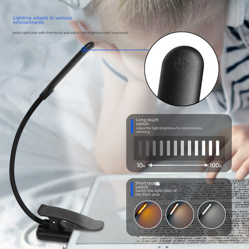 New LED desk lamp clip-on version for bookshelves, student dormitory eye-protection clip light, USB charging reading lamp