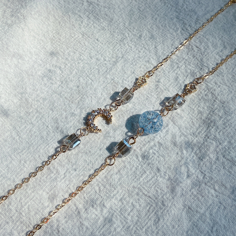 Fashion simple rhinestone star Moon golden chain glasses rope anti-lost metal glasses chain