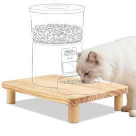 创意木质多功能猫咪喂食器底座保护猫咪颈椎支架笔记本电脑置物架
