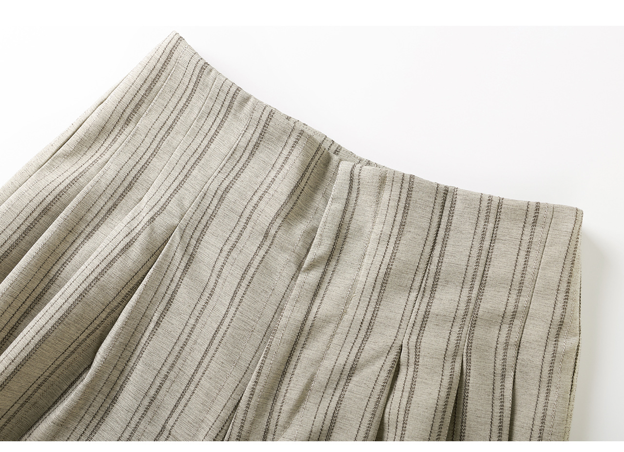 Quần culottes nữ ống rộng sọc kẻ dọc chất liệu tencel cao cấp phong cách công sở — màu kaki chi tiết 21