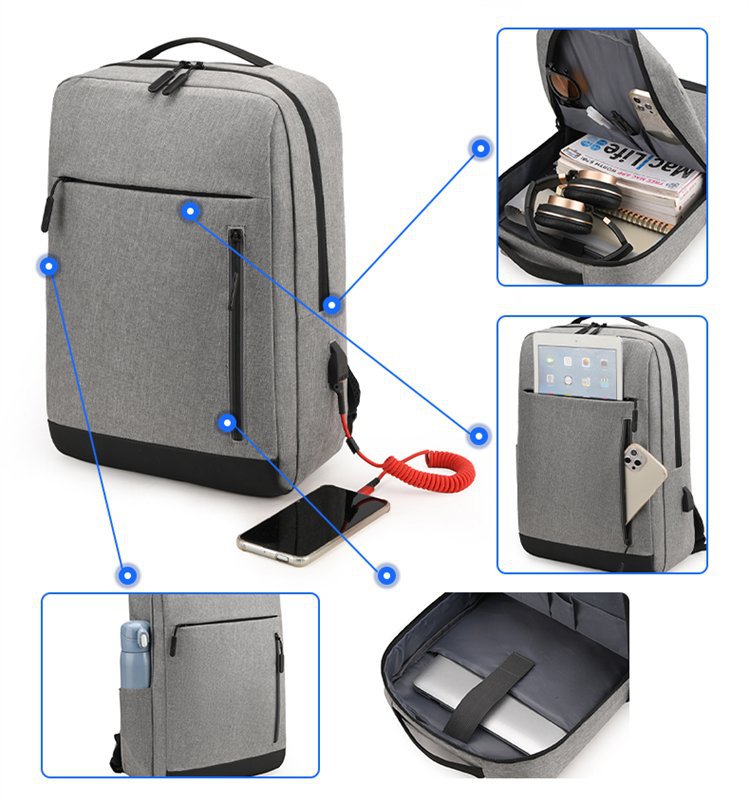 Three-piece backpack set: business travel, leisure meetings, business trips, backpacks, computer bags, printed words and logos details Picture