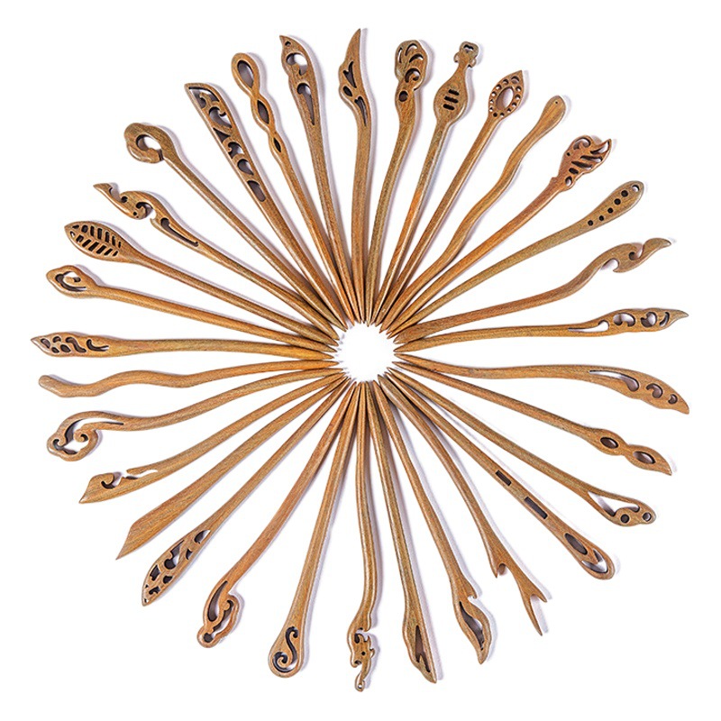 Accesorios para el cabello Hanfu horquilla de sándalo verde nuevo estilo chino tocado de sentido alto al por mayor