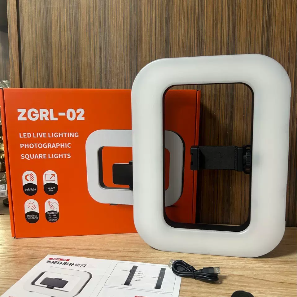 ZGRL02手机直播摄影美颜灯桌面拍照方灯手机充电直播专用手持灯