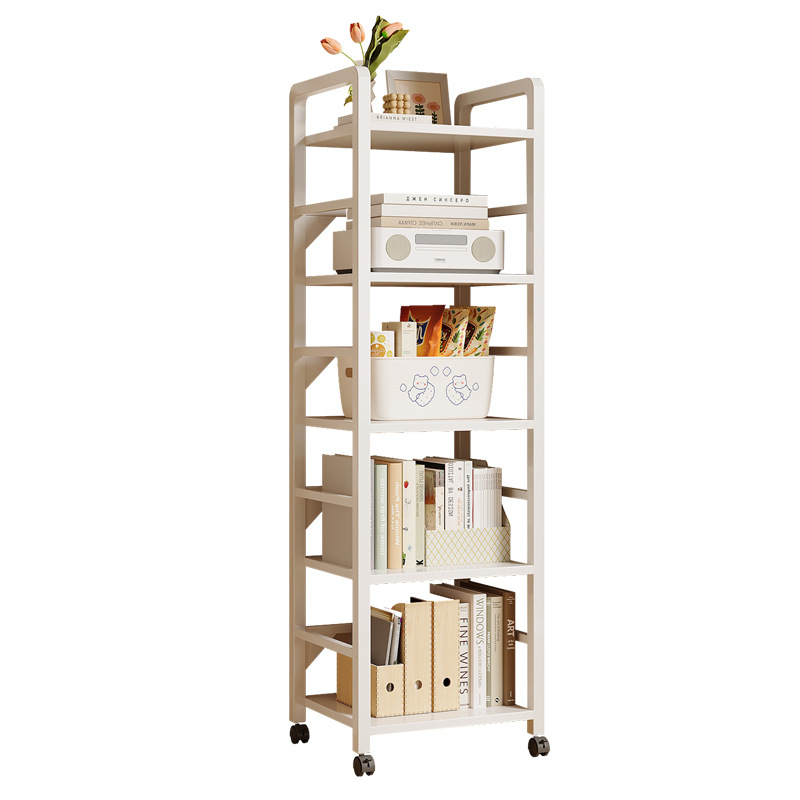 Estantería simple piso multi-capa de almacenamiento de hierro estrecha costura escritorio lateral móvil pequeña estantería estante