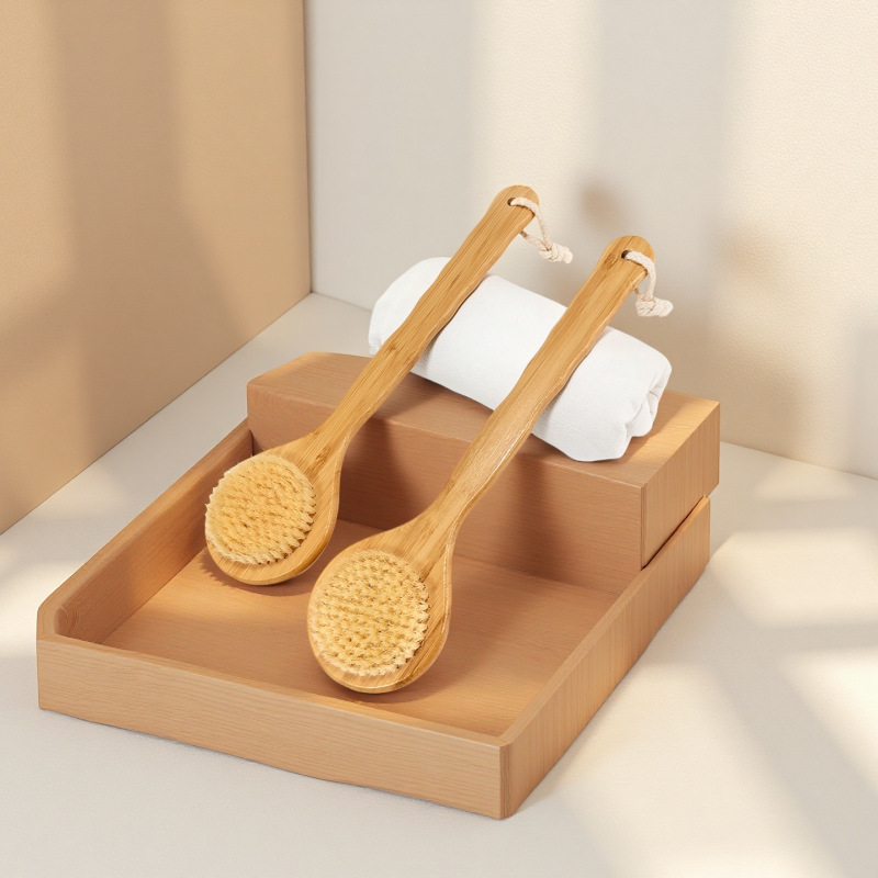 Cepillo de baño de espalda de mango largo al por mayor, cepillo de masaje suave, cepillo de masaje súper suave, cepillo de baño, cepillo de baño de melena de cerdo, artefacto de baño