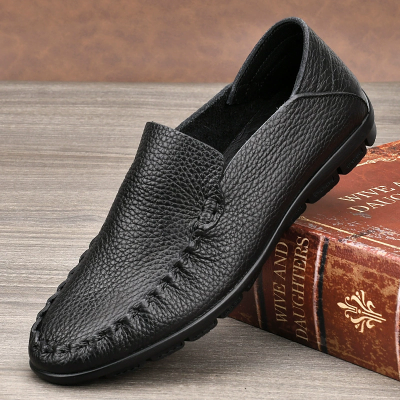 Туфли первого слоя из воловьей кожи, мужские повседневные кожаные туфли, мягкая подошва, дышащие туфли для внешней торговли, британские туфли для вождения, мужские туфли с низким вырезом.