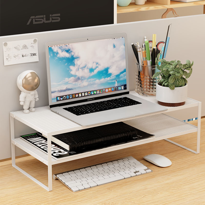 Organizador de almacenamiento minimalista para escritorio de dormitorio con soporte elevado para computadora, estante elevador para monitor de oficina sin instalación.