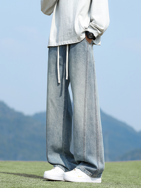 Spring and Autumn Jeans for Boys 2026 New Style Junior High School and High School Students Teenagers Wide-Leg Straight Long Pants Spring and Autumn Jeans for Boys 2026 New Style Junior High School and High School Students Teenagers Wide-Leg Straight Long Pants