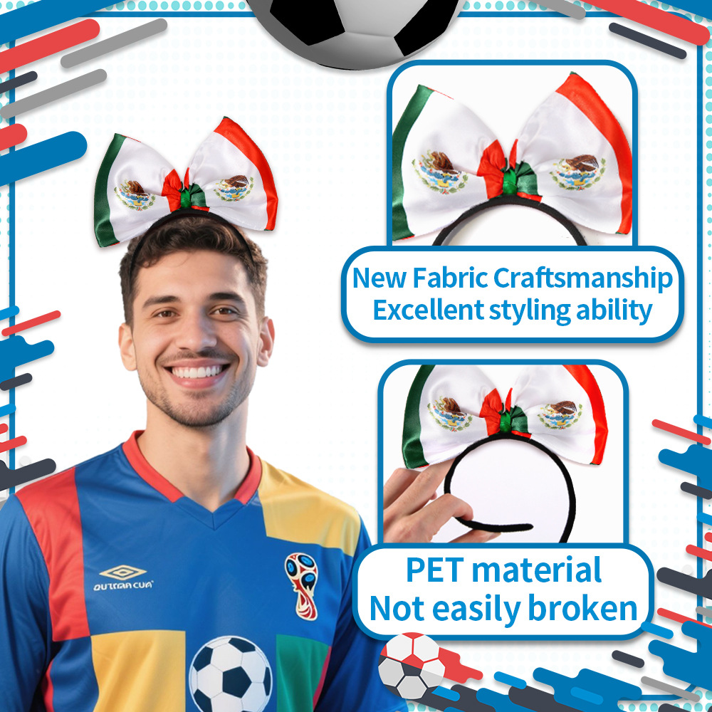 2026 Estados Unidos, Canadá, México, fanáticos de la Copa del Mundo, bandera nacional, arco, arco de cabeza, porristas, refuerzo, abrazadera de cabeza, toque de cabeza