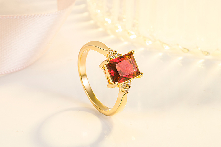 diamond square ruby ring crossborder fashion black gemstone gold ring jewelrypicture3