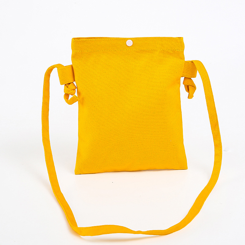 Canvas bag single-shoulder bag, minimalist mobile bag for women, monochrome engraved logo crossbody bag, hand-painted mini crossbody bag