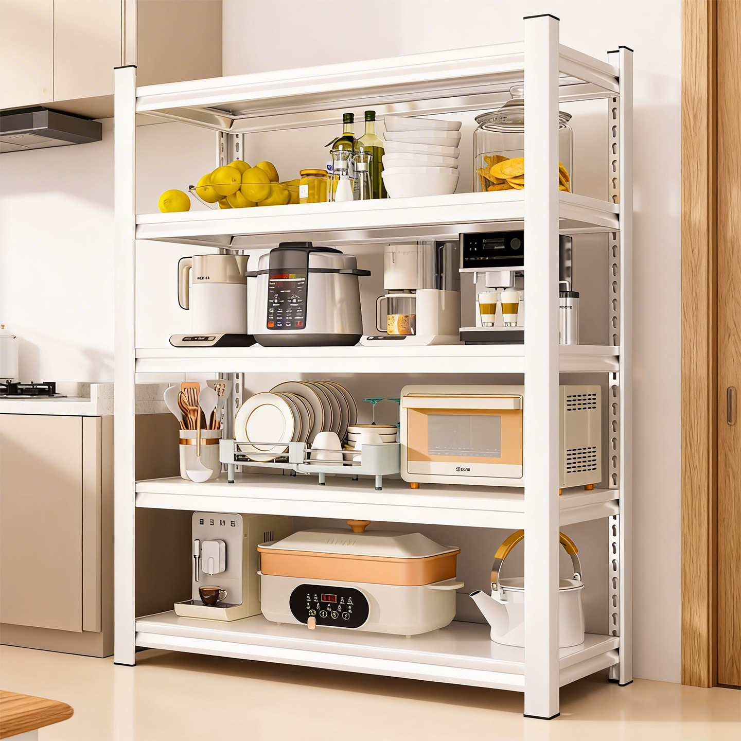 Kitchen Storage Rack, Floor-Standing, Multi-Layer, Multifunctional, Household Microwave Oven Storage Shelf, Cabinet Rack